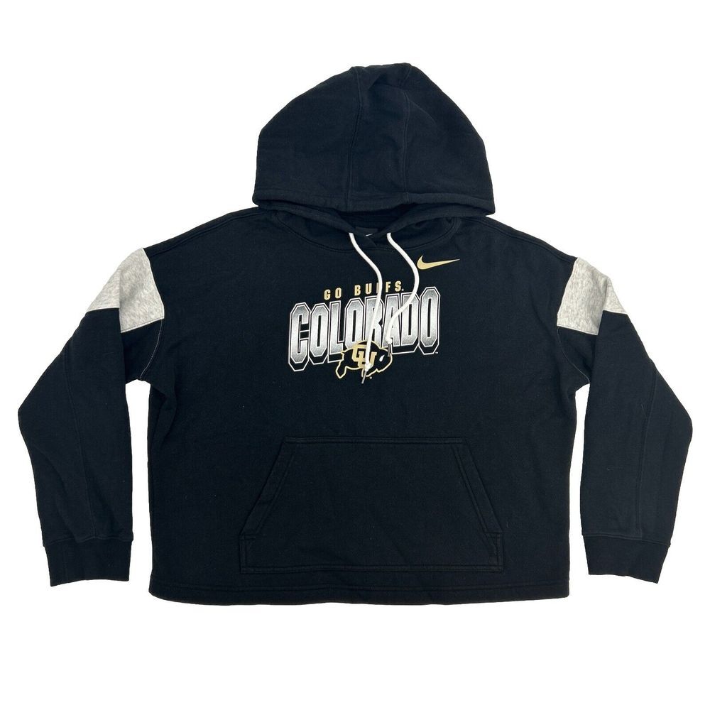 Colorado Buffalos Sweatshirt Women's L Black Gray Nike Long Sleeve Hoodie Fleece